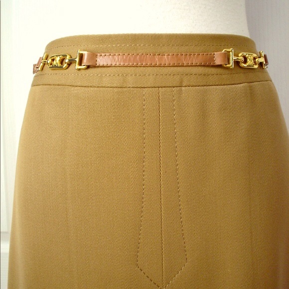 Vintage 1970s CELINE Paris A-line Camel Wool Skirt Size 38, 27W - Picture 3 of 14